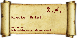 Klecker Antal névjegykártya